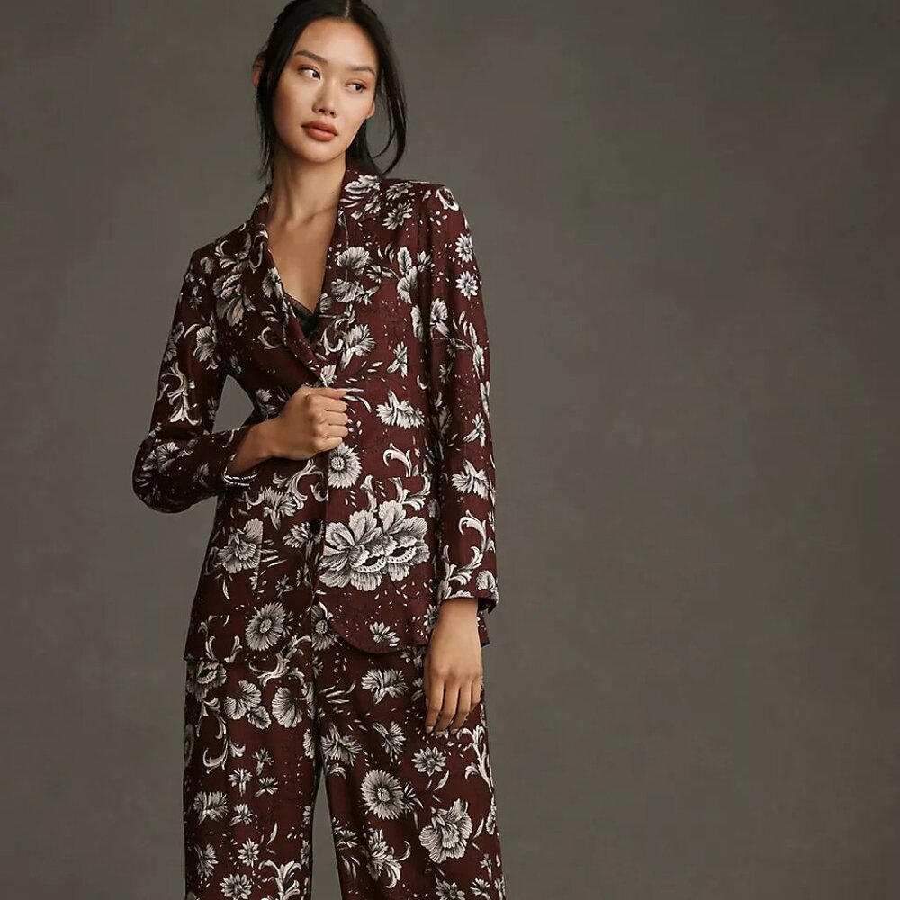 NWT By Anthropologie Printed Linen Blazer